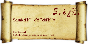 Simkó Ádám névjegykártya