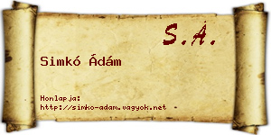 Simkó Ádám névjegykártya